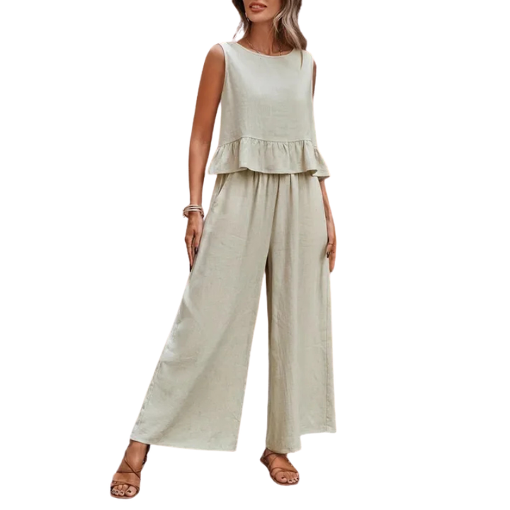 KAREN™ – Women’s Ruffle Hem Tank Top & Wide Leg Pants