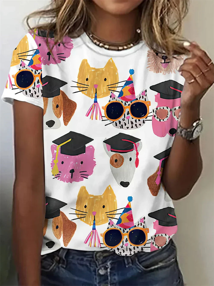 Avrille™ Stylish T-shirt with Dog Print