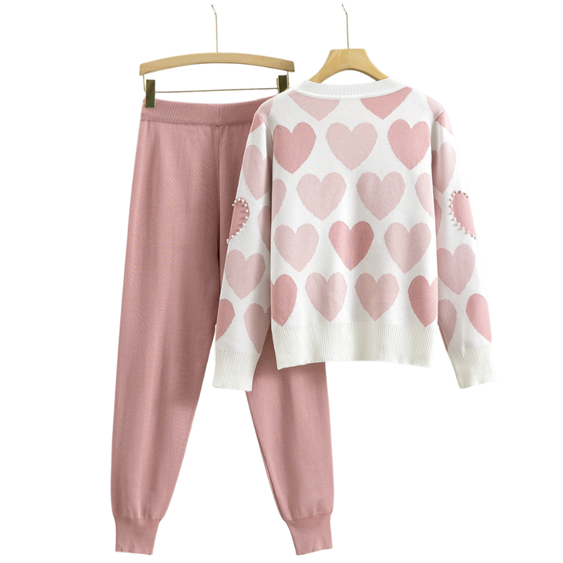 EDNA™ – Chic Heart Pattern Knit Two-Piece Set